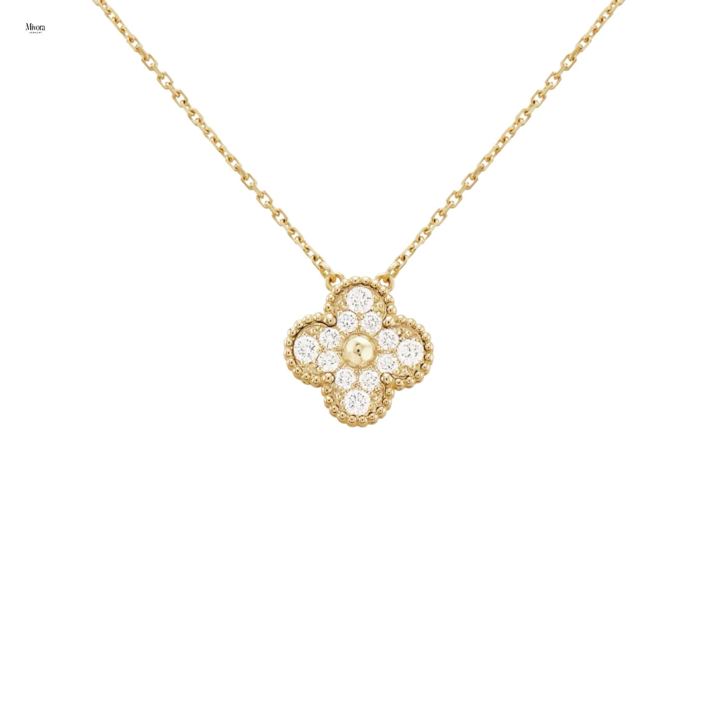CLOVER DIAMOND NECKLACE | GOLD