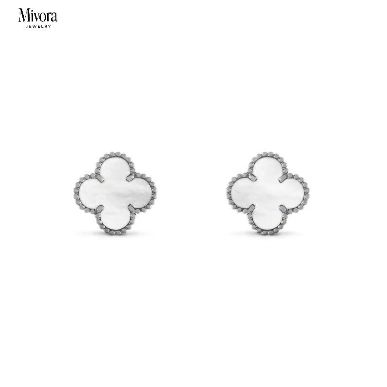 CLOVER EARRINGS | SILVER WHITE