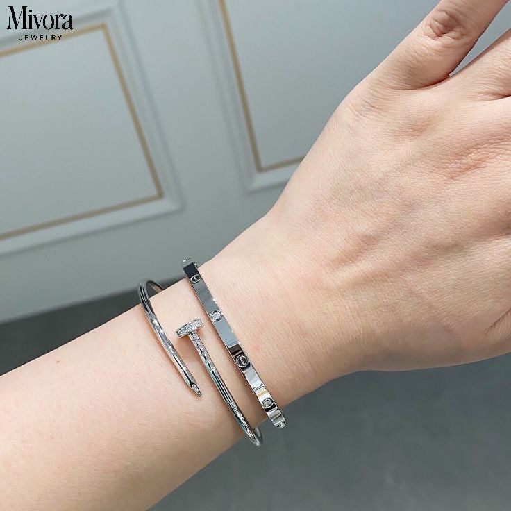 NAIL BRACELET THIN | SILBER