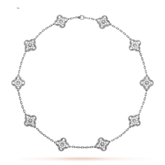 CLOVER DIAMOND NECKLACE 10 | SILVER