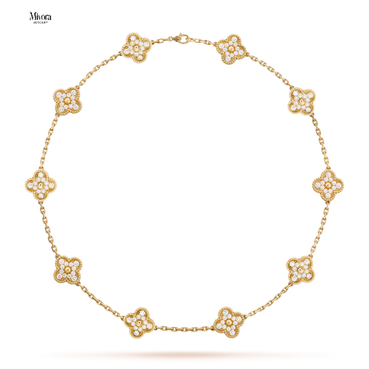 CLOVER DIAMOND NECKLACE 10 | GOLD