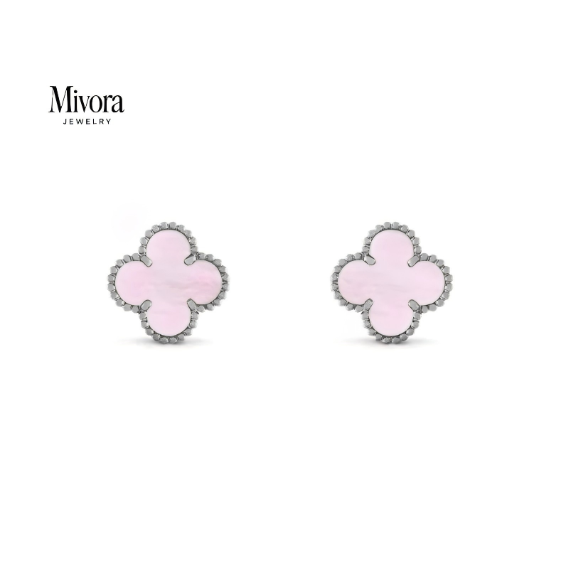 CLOVER EARRINGS | SILVER PINK