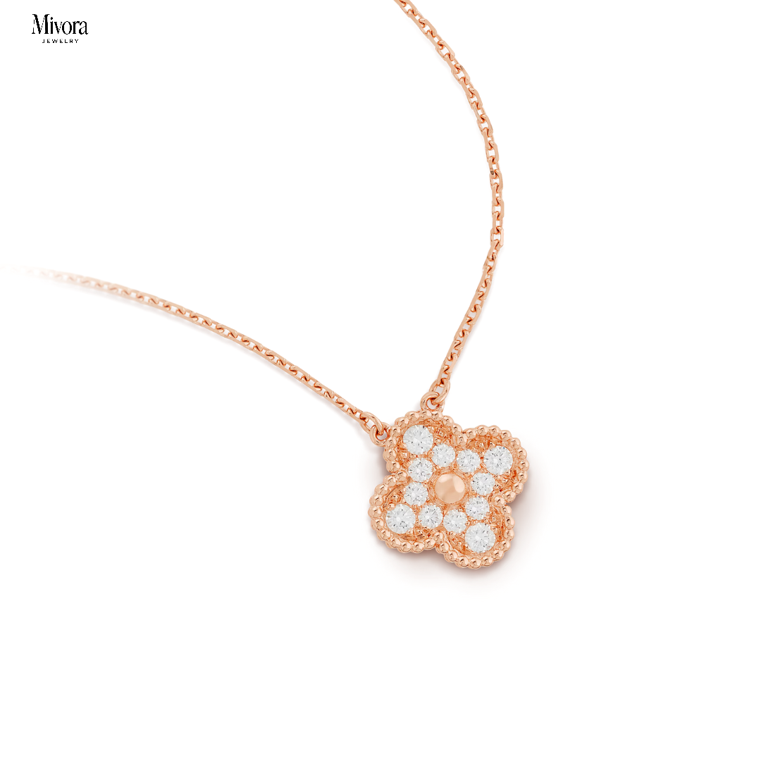 CLOVER DIAMOND NECKLACE | ROSE GOLD