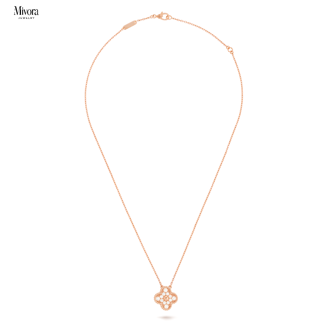 CLOVER DIAMOND NECKLACE | ROSE GOLD