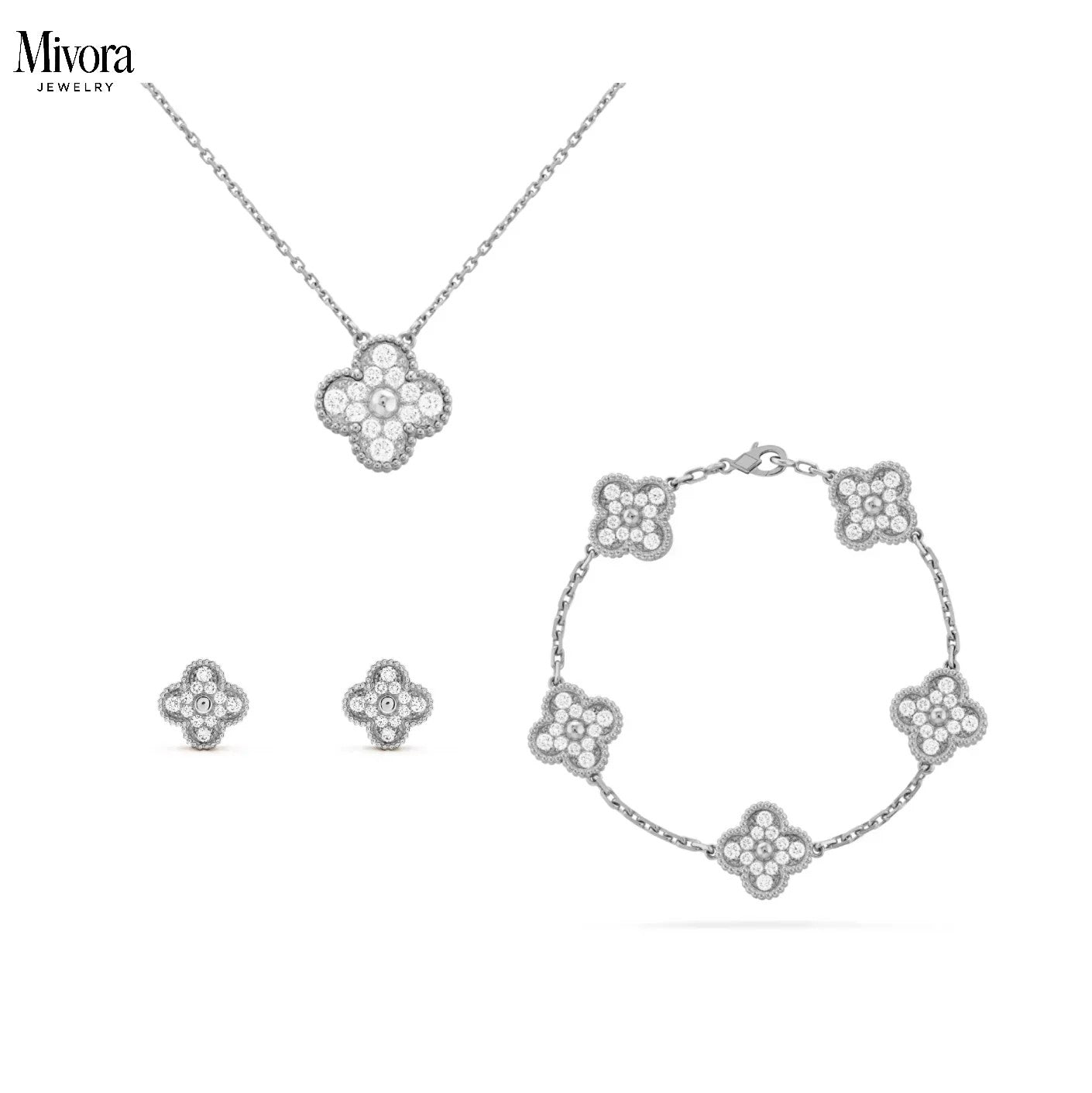 SILVER LUXE | CLOVER DIAMOND SET