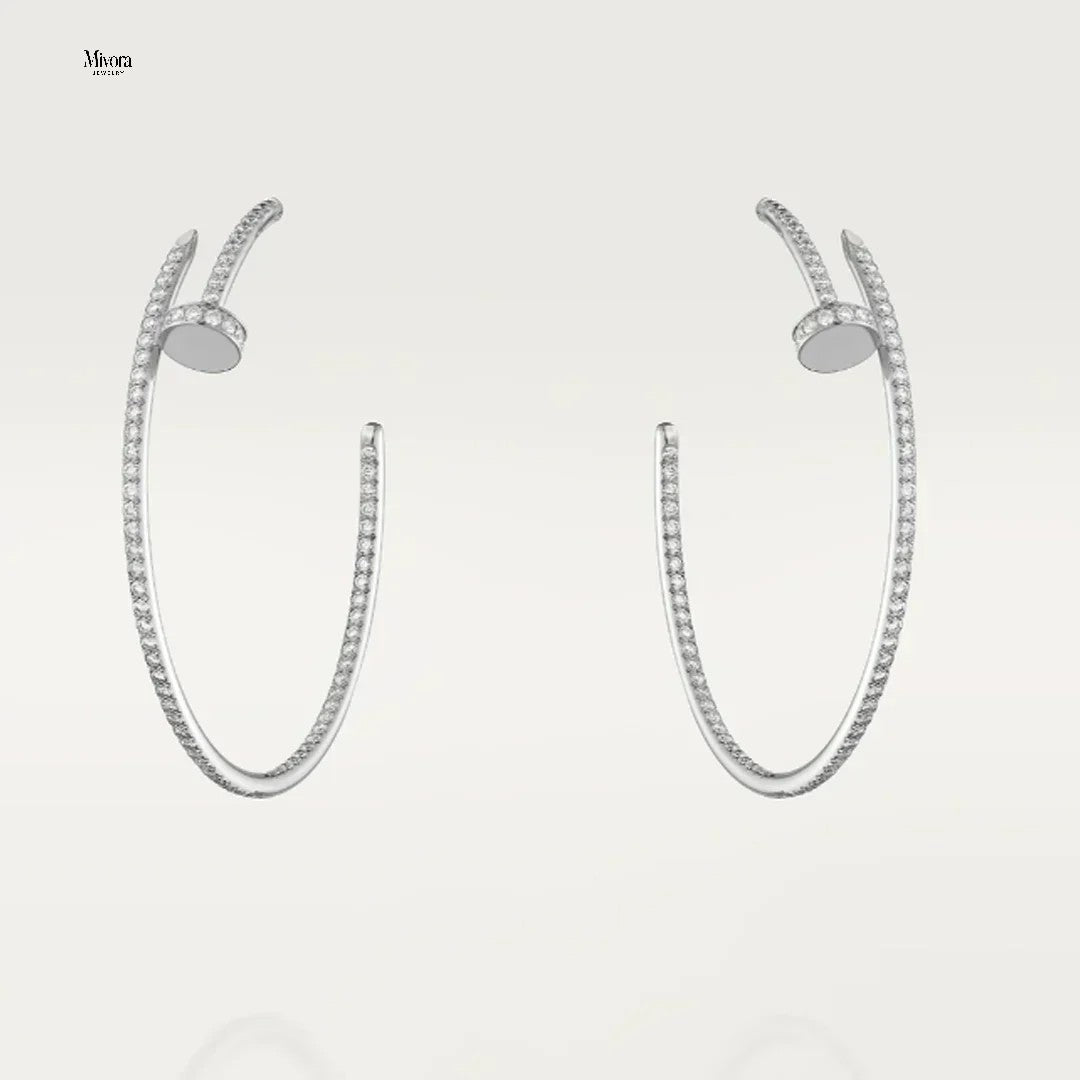 NAIL EARRINGS DIAMOND | SILBER