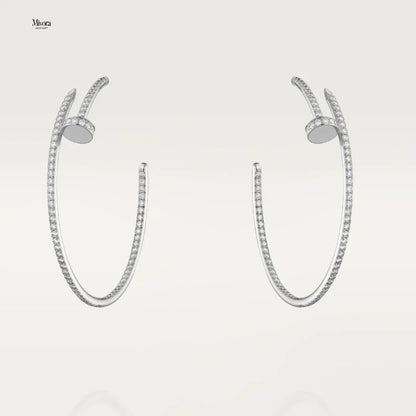 NAIL EARRINGS DIAMOND | SILBER