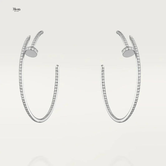 NAIL EARRINGS DIAMOND | SILBER