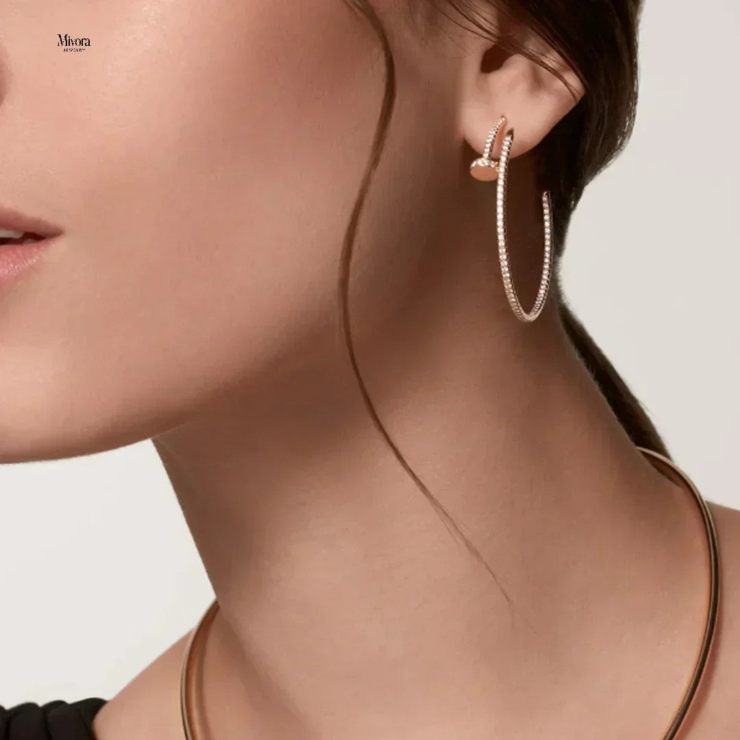 NAIL EARRINGS DIAMOND | SILBER