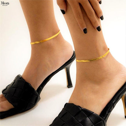 GIA GOLD HERRINGBONE ANKLET