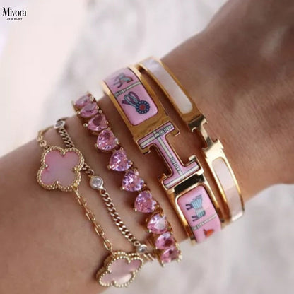 TENNIS BRACELET WITH ROSE HEART