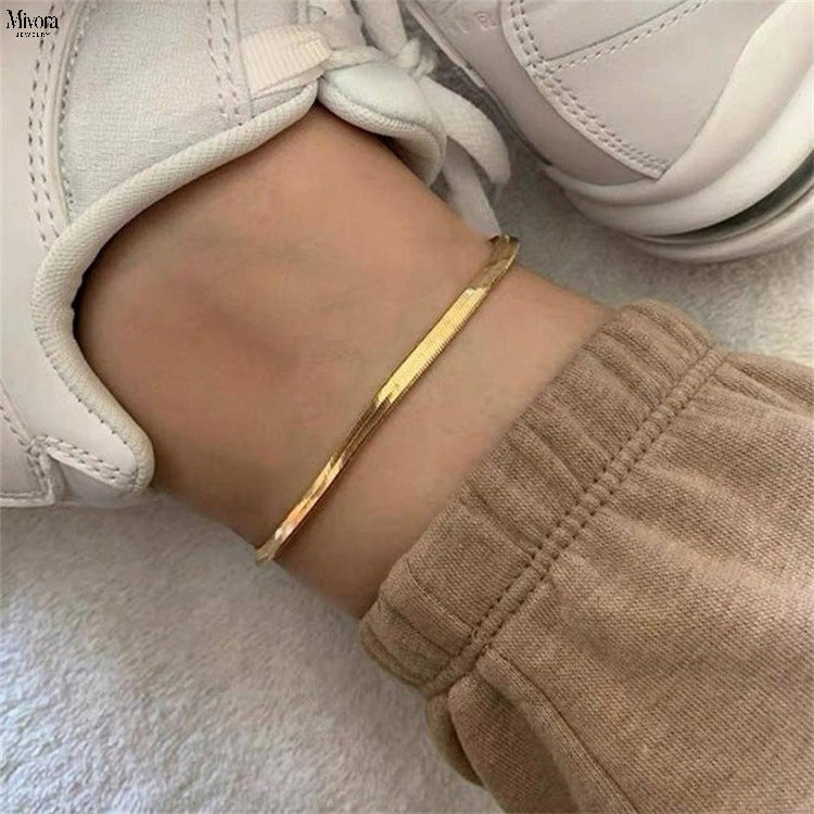 GIA GOLD HERRINGBONE ANKLET