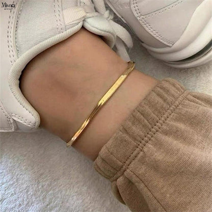 GIA GOLD HERRINGBONE ANKLET