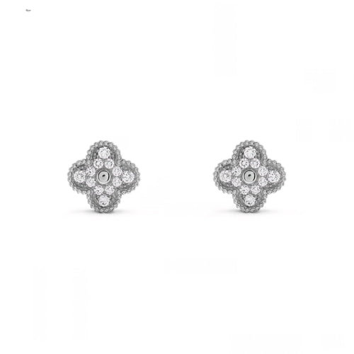 CLOVER DIAMOND EARRINGS | SILVER