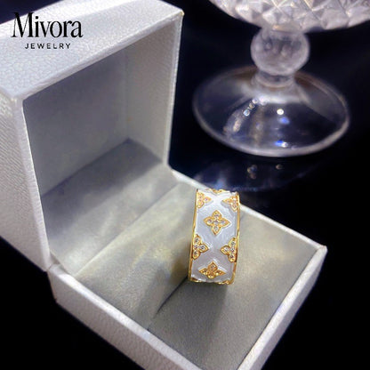 FOUR-LEAF CLOVER EARRINGS + RINGS