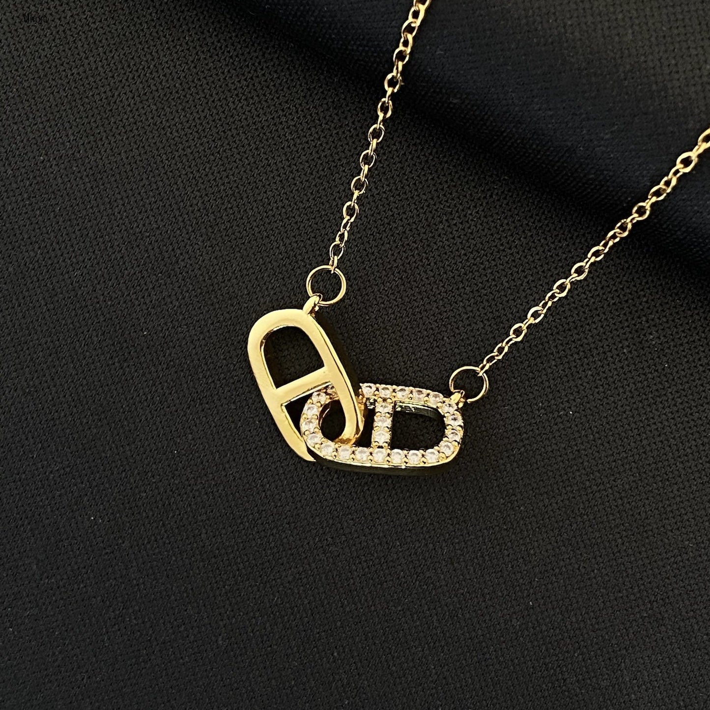 Mivora® DOUBLE C&D CRYSTAL NECKLACE