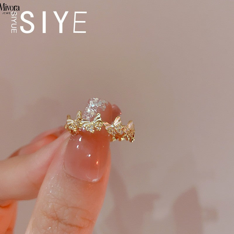 Mivora® ENAMEL BUTTERFLY ADJUSTABLE RING