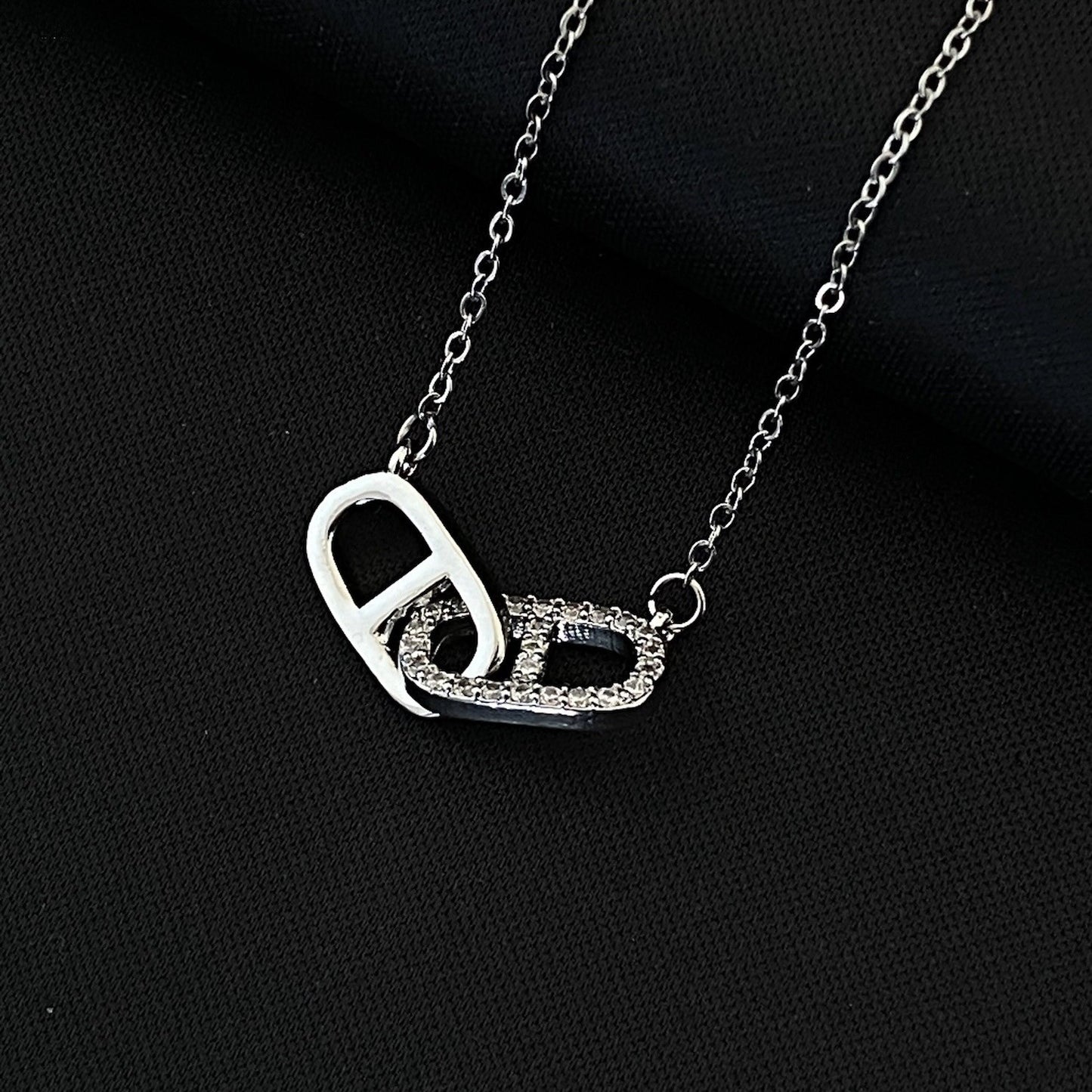 Mivora® DOUBLE C&D CRYSTAL NECKLACE