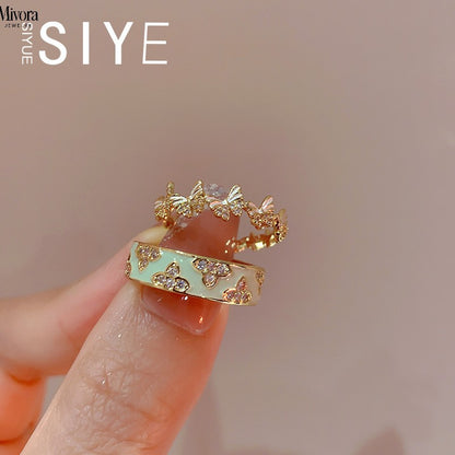 Mivora® ENAMEL BUTTERFLY ADJUSTABLE RING