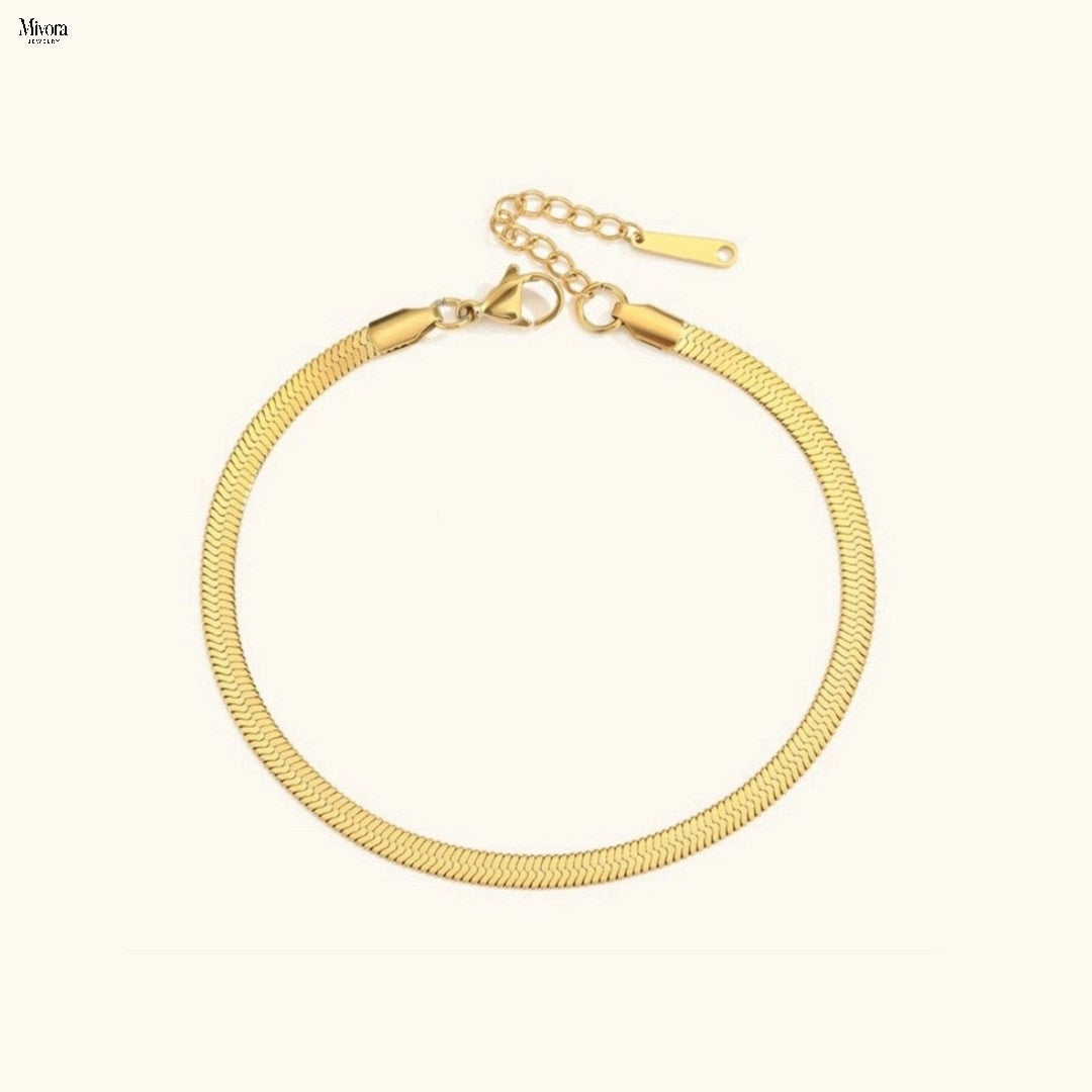GIA GOLD HERRINGBONE ANKLET