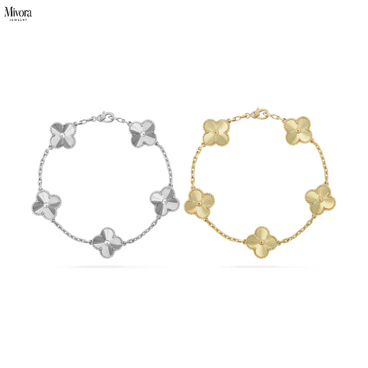 CLOVER BRACELET SET | GOLD SILVER