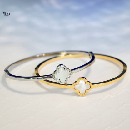 MOTHER OF PEARL CLOVER BANGLE