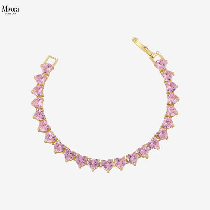 TENNIS BRACELET WITH ROSE HEART