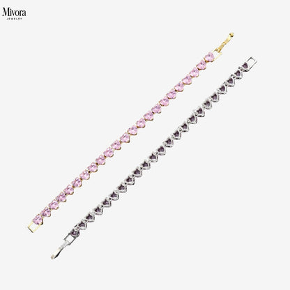 TENNIS BRACELET WITH ROSE HEART