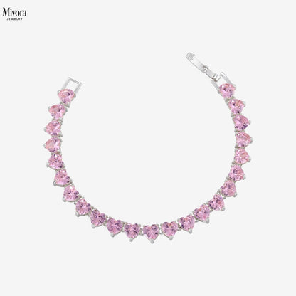 TENNIS BRACELET WITH ROSE HEART